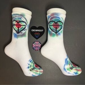 DEI3REST “Trivibe” Custom 1 of 1 handmade  Tie-Dye  Crew Socks
